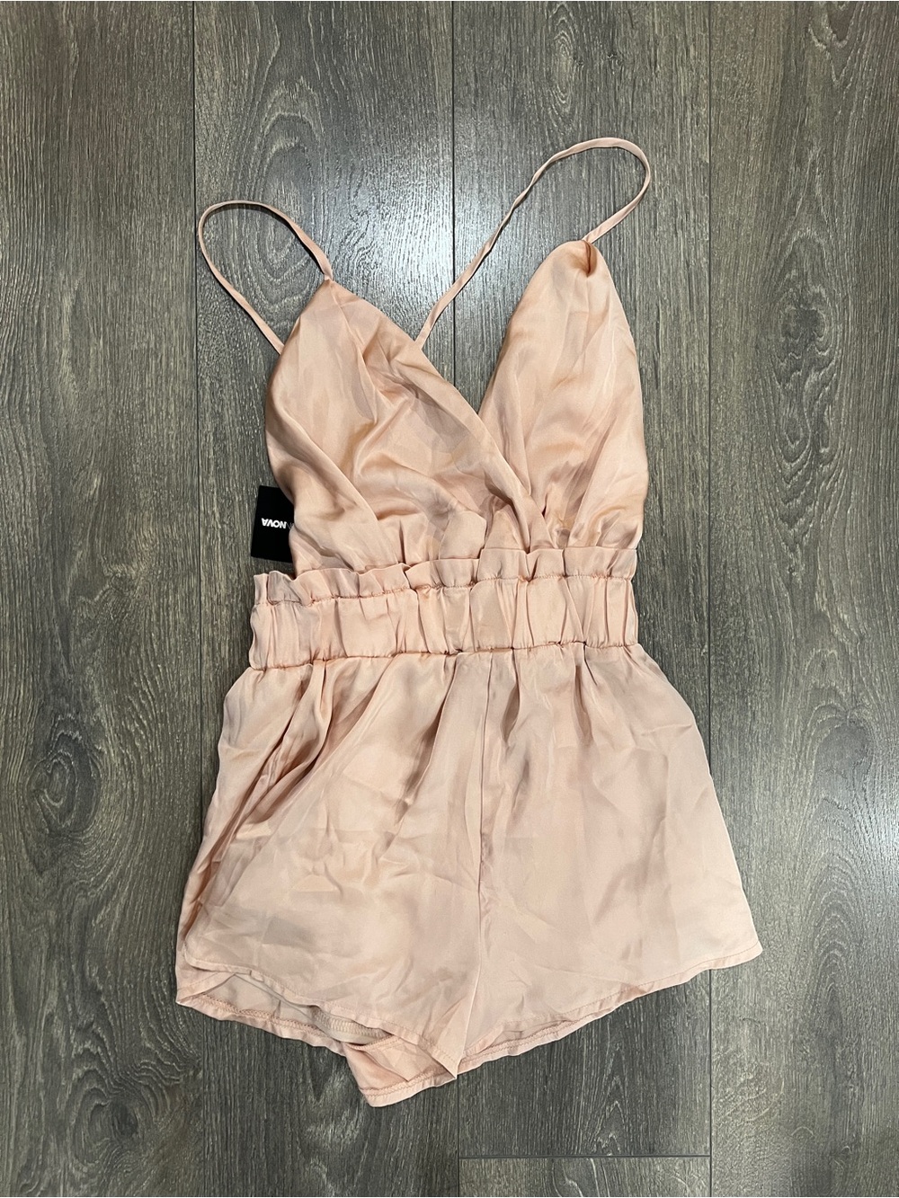 BNWT fashion nova pink satin like romper - xs